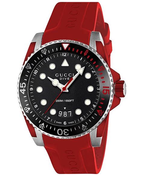 gucci ya136309|Gucci Men's Swiss Dive Red Rubber Strap Watch 40mm .